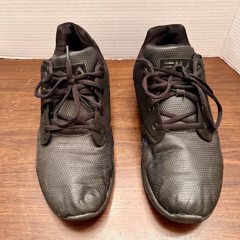 Fila MEMORY LAYERS Men Work Shoes Sz 11.5 Black 0159-001 Slip Resistant Lace up